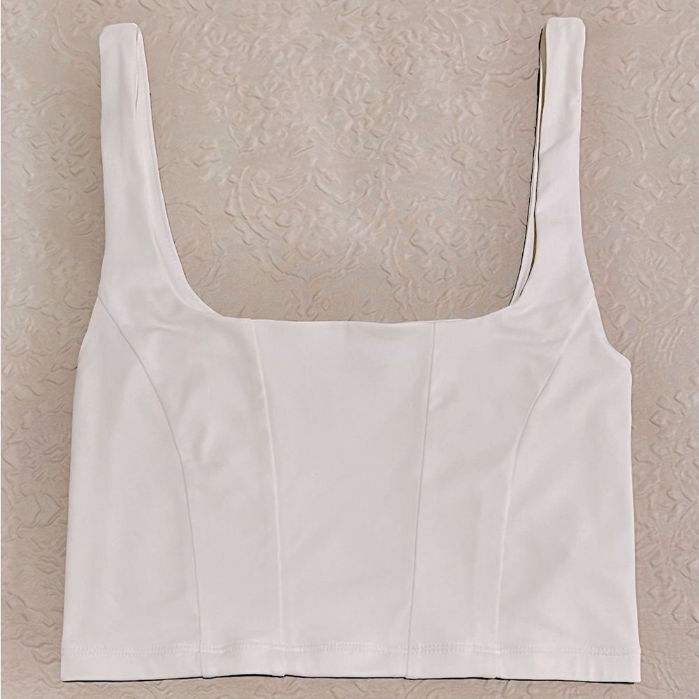 NEW forever21 white, sculpted, cropped tank top